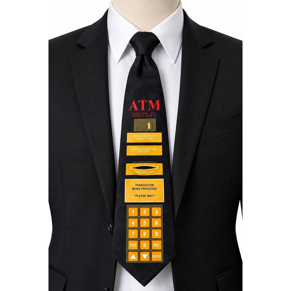 Slice of Life ATM Money 3D Tie Novelty Cash Dollar Bill Banker Interactive Gift
